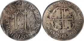 BOLIVIA. 8 Reales Royal, 1669-P E. Potosi Mint. Charles II. NGC VF Details--Plugged.
KM-R26; Laz-182. A pleasing "royal" type struck on a fairly roun...