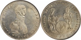 BOLIVIA. Simon Bolivar Silver Liberation Medal, 1825. NGC MS-64.
Fonrobert-9741. Struck to commemorate the liberation of Peru by Simon Bolivar. Obver...