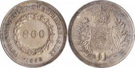 BRAZIL. Silver 800 Reis Pattern, 1848. Pedro II. PCGS Genuine--Cleaned, Unc Details Gold Shield.
KM-Pn77. An INCREDIBLY RARE and captivating pattern ...