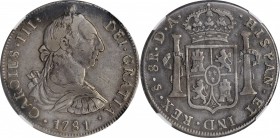 CHILE. 8 Reales, 1781-So DA. Santiago Mint. Charles III. NGC VF-35.
KM-31; FC-19; EL-28; Cal-Type-110 # 1019. Mintage: 105,000. A VERY RARE date with...