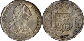 CHILE. 8 Reales, 1787-So DA. Santiago Mint. Charles III. NGC AU Details--Cleaned.
KM-31; FC-25; EL-36; Cal-Type-110 # 1026. Mintage: 183,000. Despite...