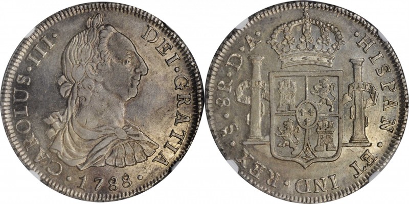 CHILE. 8 Reales, 1788-So DA. Santiago Mint. Charles III. NGC EF-45.
KM-31; FC-2...