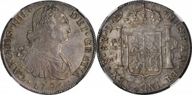 CHILE. 8 Reales, 1796/5-So DA. Santiago Mint. Charles IV. NGC AU Details--Obverse Scratched.
KM-51; FC-36b; Cal-Type-86#741. Mintage: 199,000. Boldly...