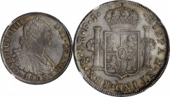 CHILE. 8 Reales, 1805-So FJ. Santiago Mint. Charles IV. NGC MS-61.
KM-51; FC-45; EL-59; Cal-Type-86 # 759. Mintage: 159,000. Sharply detailed with a ...