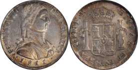 CHILE. 8 Reales, 1811-So FJ. Santiago Mint. Ferdinand VII. NGC AU-55.
KM-75; Cal-Type 164 # 626; FC-52; EI-68. Mintage: 97,000. Two-year type. Wholes...