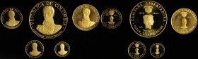 COLOMBIA. Battle of Boyacá Gold Proof Set (5 Pieces), 1969. Bogota Mint. GEM PROOF.
A charming set featuring the bust of Bolivar on each obverse and ...