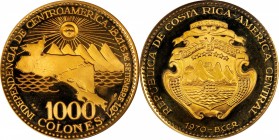 COSTA RICA. 1000 Colones, 1970-BCCR. GEM PROOF.
Fr-23; KM-199. Mintage: 3,507. Commemorating the 150th Anniversary of independence in 1821. A brillia...