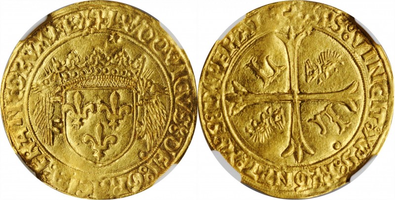 FRANCE. Ecu d'Or au porc-epic, ND (1508-13). Lyon Mint; pellet under 12th letter...