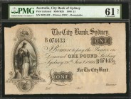 AUSTRALIA. City Bank of Sydney. 1 Pound, 1866. P-Unlisted. Remainder. PMG Uncirculated 61 Net. Edge Damage, Previously Mounted.
(RMVR2b) Printed by B...