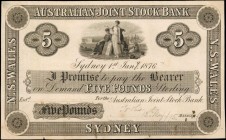 AUSTRALIA. Australian Joint Stock Bank. 5 Pounds, 1876. P-Unlisted. Proof & Artist Essay. Uncirculated.
2 pieces in lot. Though both pieces show with...