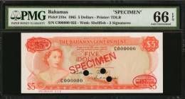 BAHAMAS. Mixed Banks. 50 Cents to 100 Dollars, 1965-68. P-21bs, 26s, 27s, 28s, 30s, 31s, 32s & 33s. Specimens. PMG Uncirculated 62 to Superb Gem Uncir...