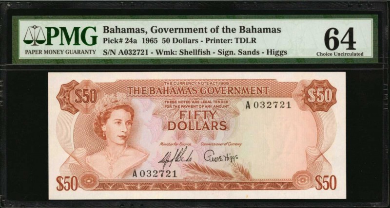 BAHAMAS. Government of the Bahamas. 50 Dollars, 1965. P-24a. PMG Choice Uncircul...