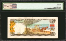 BAHAMAS. Monetary Authority. 20 Dollars, 1968. P-31a. PMG Choice Very Fine 35.
Printed by TDLR. Queen Elizabeth II at left, watermark of shellfish at...