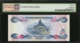 BAHAMAS. Central Bank of the Bahamas. 100 Dollars, 1974 (ND 1992). P-56. PMG Gem Uncirculated 66 EPQ.
The final note and the caboose in this run of c...