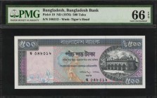 BANGLADESH. Bangladesh Bank. 500 Taka, (ND) 1976. P-19. PMG Gem Uncirculated 66 EPQ.
An excessively scarce 500 Taka from the Bangladesh Bank. It's th...