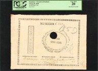 HONDURAS. Estado de Honduras. 5 Pesos, 1848. P-Unlisted. PCGS Currency Very Fine 20. Hole Punch Cancelled.
Hole punch cancellation seen at center. Se...