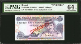 BRUNEI. Negara Brunei Darussalam. 1 to 10,000 Ringgit, 1989-95. P-13as to 20s. Specimens. PMG Choice Uncirculated 64 to Superb Gem Uncirculated 67 EPQ...