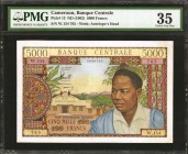 CAMEROON. Banque Centrale. 5000 Francs, ND (1962). P-13. PMG Choice Very Fine 35.
Excellent color and significant detail throughout this high denomin...