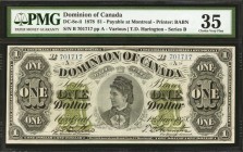 CANADA. Dominion of Canada. 1 Dollar, 1878. DC-8e-ii. PMG Choice Very Fine 35.
A tougher design, with the Countess of Dufferin pictured at center. "P...