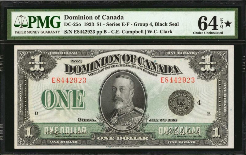 CANADA. Dominion of Canada. 1 Dollar, 1923. DC-25o. PMG Choice Uncirculated 64 E...