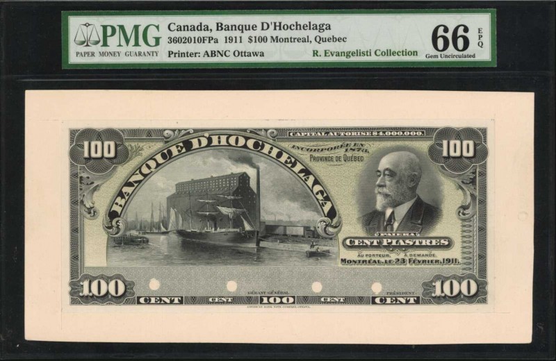 CANADA. Banque D'Hochelaga. 100 Dollars, 1911. CH #360-20-10FPa. Proof. PMG Gem ...