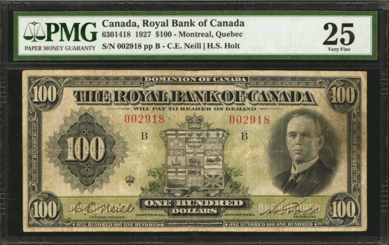 CANADA. Royal Bank of Canada. 100 Dollars, 1927. CH #630-14-18. PMG Very Fine 25...