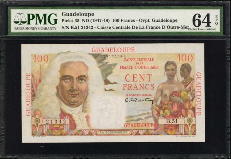 GUADELOUPE. Caisse Centrale de la France D'Outre-Mer. 100 Francs, ND (1947-49). ...