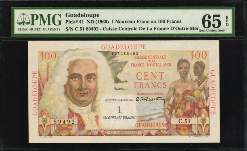 GUADELOUPE. Caisse Centrale de la France D'Outre-Mer. 1 Nouveau Franc, ND (1960)...