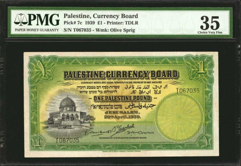 PALESTINE. Palestine Currency Board. 1 Pound, 1939. P-7c. PMG Choice Very Fine 3...