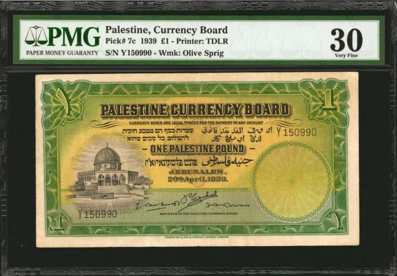 PALESTINE. Palestine Currency Board. 1 Pound, 1939. P-7c. PMG Very Fine 30.
Pri...