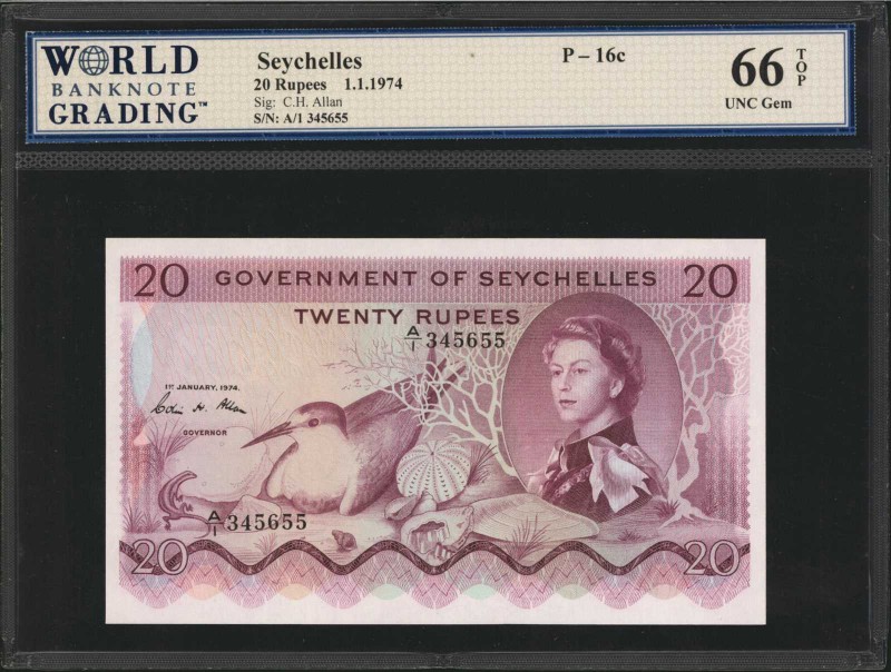 SEYCHELLES. Government of Seychelles. 20 Rupees, 1974. P-16c. WBG Gem Uncirculat...