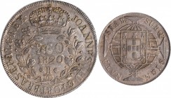 BRAZIL. Brazil - British Honduras - Mexico. 960 Reis, 1820-R. Rio de Janeiro Mint. PCGS AU-55 Gold Shield.
KM-326.1; LDMB-P478; Levy-RG.11; Gomes-J6....