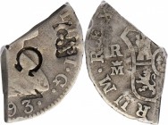 GRENADA. Grenada - Spain. 1 Bitt (9 Pence), ND (ca.1818). PCGS FINE-15 Gold Shield.
1.97 gms. cf.KM-12 (same G stamp); cf.Prid-14 (same GS and G stam...