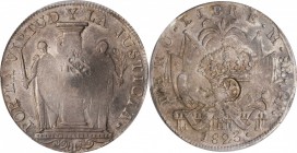 GUATEMALA. Guatemala - Peru - Peru. State of Los Altos. Quetzaltenango. 8 Reales, ND (1839-40). PCGS AU-50 Gold Shield; Countermark: AU Details.
KM-7...