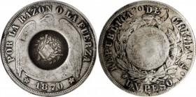 GUATEMALA. Guatemala - Chile. Mint Error -- Full Brockage Reverse -- Peso, 1894. Guatemala City Mint. PCGS VF-25 Gold Shield; Countermark: VF Details....