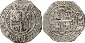 SPAIN. Contemporary Counterfeit Cob 4 Reales, ND (ca. Early 1600s). Uncertain Mint (SO - II Horizontally). VERY FINE.
11.03 gms. Struck in crude imit...