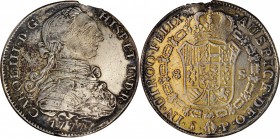 BOLIVIA. Falsa Época. Gilt Platinum (Uncertain) Contemporary Counterfeit 8 Escudos, 1777-IS P. Uncertain Local Mint, Assayer P. Charles III. VERY FINE...