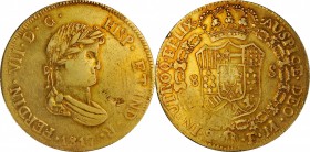 COLOMBIA. Falsa Época. Sub-Standard Purity Contemporary Counterfeit 8 Escudos, 1817-P FM (P in retrograde). Uncertain Local Mint "Popayan", Assayer FM...