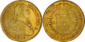 COLOMBIA. Falsa Época. Sub-Standard Purity Contemporary Counterfeit 8 Escudos, 1818-P FM. Uncertain Local Mint "Popayan", Assayer FM. Ferdinand VII. N...