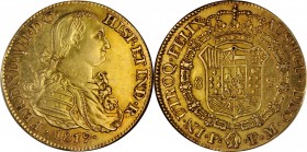 COLOMBIA. Falsa Época. Sub-Standard Purity Contemporary Counterfeit 8 Escudos, 1819-P FM. Uncertain Local Mint "Popayan", Assayer FM. Ferdinand VII. A...