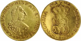 PERU. Falsa Época. Sub-Standard Purity Contemporary Counterfeit 4 Escudos, 1762-LM JM. Uncertain Local Mint "Lima"; Assayer JM. Charles III. VERY FINE...