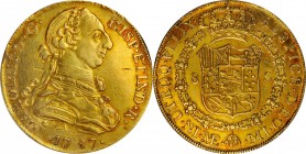 PERU. Falsa Época. Sub-Standard Purity Contemporary Counterfeit 8 Escudos, 1787-LM MI. Uncertain Local Mint "Lima", Assayer MI. Charles III. CHOICE EX...