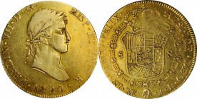 PERU. Falsa Época. Sub-Standard Purity Contemporary Counterfeit 8 Escudos, 1820-LM JP. Uncertain Local Mint "Lima", Assayer JP. Ferdinand VII. VERY FI...