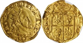 ITALY. Milan. Doppia, 1582. Philip II. NGC MS-62.
6.60 gms. Fr-716. A rather impressive hammered issue, this gold piece exhibits typical crudeness bu...