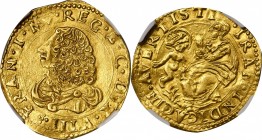 ITALY. Modena. 2 Scudi d'Oro, ND (1629-58). Francesco I d'Este. NGC AU-55.
27.4mm x 25.4mm; 6.36 gms. cf. Fr-679; CNI-199 (pl. XX, 9). Obverse: FRAN ...