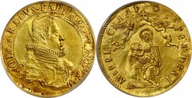 ITALY. Parma & Piacenza. 6 Doppie, ND (1622-46). Odardo Farnese. PCGS Genuine--Cleaned, EF Details Gold Shield.
45mm; 39.06 gms. Fr-910; cf. CNI-pl. ...