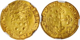 ITALY. Papal States. Scudo d'Oro del Sole, ND (1523-34). Bologna Mint. Clement VII. NGC MS-62.
3.36 gms. Fr-342; Berman-874; Munt-104. Obverse: Papal...