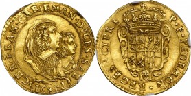 ITALY. Savoy. 4 Scudi d'Oro, 1641. Turin Mint. Carlo Emanuele II with Cristina di Borbone-Francia as Regent. NGC AU-55.
Fr-1071.1. Obverse: CHR FRAN ...