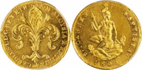 ITALY. Tuscany. Ruspone (3 Zecchini), 1805. Charles Louis. PCGS MS-62 Gold Shield.
Fr-339; KM-C52; Gig-3; Mont-213. The only example of the date on t...