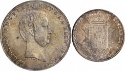 ITALY. Tuscany. Quattro (4 Fiorini), 1856. Leopold II. NGC MS-65.
KM-C-75b; Gig-23; Mont-329. A boldly struck, lustrous and fully original survivor w...
